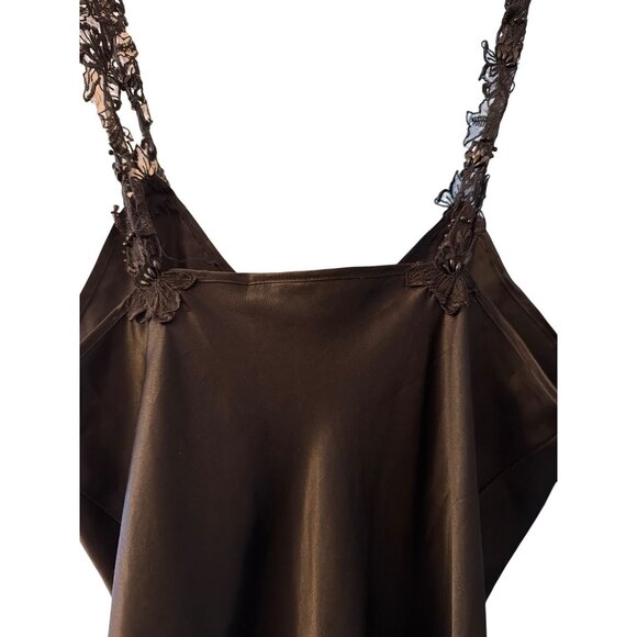 Vintgge 90s Black Lace Strap Slip Dress Lingerie Goth Whimsygoth By Dentelle Med - Picture 5 of 5